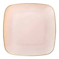 Posh Setting 10" Pink Square Plastic Coupe Plate with Gold Band - 120/Case