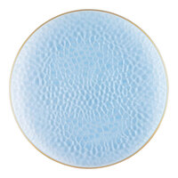 Posh Setting 10" Blue Round Hammered Plastic Coupe Plate with Gold Band - 120/Case