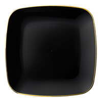 Posh Setting 10" Black Square Plastic Coupe Plate with Gold Band - 120/Case