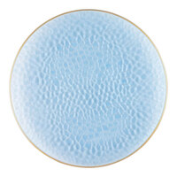 Posh Setting 9" Blue Round Hammered Plastic Coupe Plate with Gold Band - 120/Case