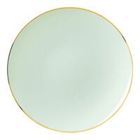 Posh Setting 7 1/2" Turquoise Round Plastic Coupe Plate with Gold Band - 120/Case