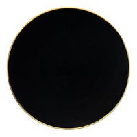 Posh Setting 7 1/2" Black Round Plastic Coupe Plate with Gold Band - 120/Case