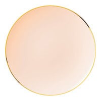 Posh Setting 7 1/2" Pink Round Plastic Coupe Plate with Gold Band - 120/Case