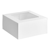 Baker's Lane 9" x 9" x 4" White Auto-Popup Window Cake / Bakery Box - 10/Pack