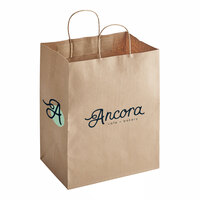 Ancora Cafe & Bakery 10" x 6 3/4" x 12" Custom Shopping Bag - 250/Case