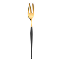 Amefa Soprano Gold and Black 7 3/16" 18/0 Stainless Steel Heavy Weight Dessert Fork - 12/Case