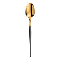 Amefa Soprano Gold and Black 7 15/16" 18/0 Stainless Steel Heavy Weight Tablespoon / Serving Spoon - 12/Case