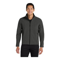 Port Authority J317 Unisex Customizable Black Charcoal Heather Core Soft Shell Jacket - 6X