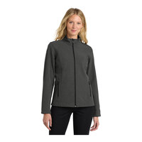 Port Authority L317 Women's Customizable Black Charcoal Heather Core Soft Shell Jacket - Medium