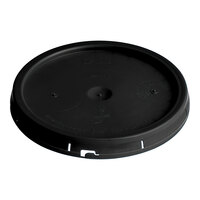 BWAY 5 Gallon Black Round Pail Cover with Tear Skirt and Gasket - 10/Case