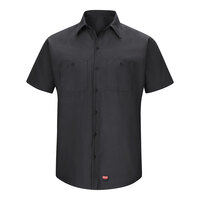 Red Kap SX20 Men's Short Sleeve Black Customizable Moisture-Wicking Work Shirt with MIMIX Flex Panels - Large Tall