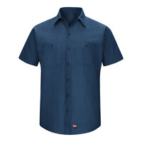 Red Kap SX20 Men's Short Sleeve Navy Customizable Moisture-Wicking Work Shirt with MIMIX Flex Panels - Medium