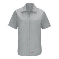 Red Kap SX21 Women's Short Sleeve Gray Customizable Moisture-Wicking Work Shirt with MIMIX Flex Panels - Large