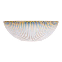 Cosy & Trendy Listra 17 oz. Beige / Blue Stoneware Bowl - 6/Case