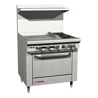 Southbend S36D-2GR S-Series 36" Liquid Propane 2-Burner Range with 24" Griddle and Oven - 149,000 BTU
