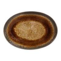 Cosy & Trendy Iris 11 13/16" x 6 11/16" Brown Porcelain Oval Platter - 4/Case
