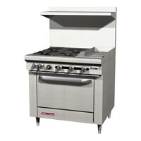 Southbend S36D-1G S-Series 36" Natural Gas 4-Burner Range with 12" Griddle and Oven - 165,000 BTU