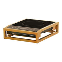 Cal-Mill 23788-130 Brooklyn 16" x 13" x 4" Black Countertop Induction Range with Antique Brass Frame - 110-120V, 1,800W