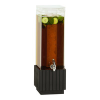 Cal-Mil Brooklyn 3 Gallon Square Beverage Dispenser with Ice Chamber and Black Ribbed Wood Base 23790-3-13