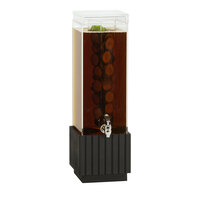 Cal-Mil Brooklyn 3 Gallon Square Beverage Dispenser with Infusion Chamber and Black Ribbed Wood Base 23790-3INF-13