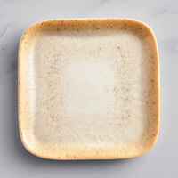 Acopa Cape 4 1/2" Square Beige Porcelain Butter Dish - 36/Case