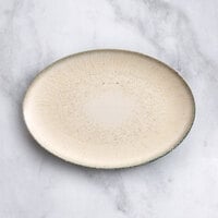 Acopa Cape 11 1/8" x 7 3/4" Oval Gray Porcelain Platter - 12/Case