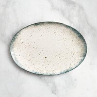 Acopa Architect 12 11/16" x 8 13/16" Oval Gray Porcelain Platter - 12/Case