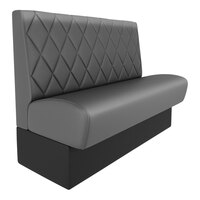 QA Group Cascade 30" Long Graphite Diamond Tufted Single Back Booth - 36" High