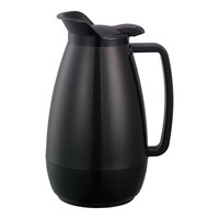 Service Ideas Thermo-Serv 33.8 oz. Black ABS Plastic Insulated Coffee Carafe / Server with Flip-Top Lid TS101BL