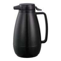 Service Ideas Thermo-Serv 33.8 oz. Black ABS Plastic Insulated Coffee Carafe / Server with Push-Button Lid PB101BL