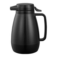 Service Ideas Thermo-Serv 20 oz. Black ABS Plastic Insulated Coffee Carafe / Server with Push-Button Lid PB501BL