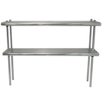 Advance Tabco DS-12-60R 12" x 60" Table Rear Mounted Double Deck Stainless Steel Shelving Unit - Adjustable with 1" Rear Turn-Up