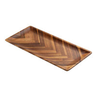 Tablecraft Acacia Collection 13 3/4" x 6 1/2" x 3/4" Rectangular Acacia Wood Serving Platter - 12/Case