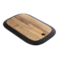 Tablecraft Acacia Collection 16" x 10 1/2" x 3/4" Rectangular Acacia Wood Serving Board with Black Edge - 12/Case