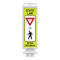 Plasticade Crosscade 36 12" x 36" Double-Sided Diamond Grade "State Law Yield For Pedestrian Crossing" Vertical Panel 4336-W-K9321YGDG