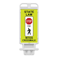 Plasticade Crosscade 24 12" x 24" Double-Sided Diamond Grade "State Law Stop For Pedestrian Crossing" Vertical Panel 4324-W-K1548YGDG