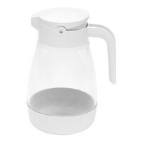 Service Ideas Classic 16 oz. Clear Plastic Syrup Dispenser with White Top - 6/Case