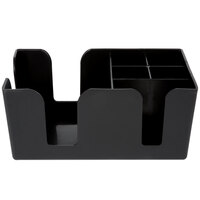 Choice 6-Compartment Black Plastic Bar Caddy Organizer