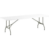 Lancaster Table & Seating 30" x 96" Heavy-Duty Granite White Plastic Folding Table with Gray Legs
