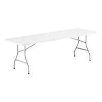 Lancaster Table & Seating 30" x 96" Heavy-Duty Granite White Plastic Folding Table with Gray Legs