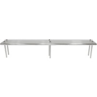 Advance Tabco TS-12-132R 12" x 132" Table Rear Mounted Single Deck Stainless Steel Shelving Unit - Adjustable with 1" Rear Turn-Up