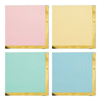 Creative Converting Pastel Celebrations 10" x 10" Square 3-Ply Assorted Color 1/4 Fold Paper Beverage Napkin - 192/Case