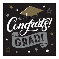 Creative Converting Grad Glamor 12 7/8" x 12 7/8" Square 2-Ply 1/4 Fold Paper Luncheon Napkin - 192/Case