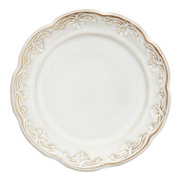 Manette Floral by Fortessa 8 7/8" White Round Scalloped Stoneware Salad Plate with Embossed Floral Edge - 24/Case