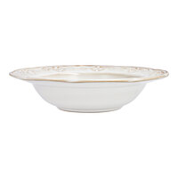 Manette Floral by Fortessa 18 oz. White Round Scalloped Stoneware Soup Plate with Embossed Floral Edge - 24/Case