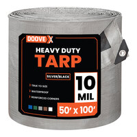 Doovex 50' x 100' Silver / Black Heavy-Duty Weatherproof 10 Mil Polyethylene Tarp DVX-T10SB50100