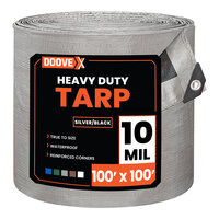 Doovex 100' x 100' Silver / Black Heavy-Duty Weatherproof 10 Mil Polyethylene Tarp DVX-T10SB100100