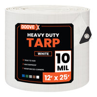 Doovex 12' x 25' White Heavy-Duty Weatherproof 10 Mil Polyethylene Tarp DVX-T10WH1225