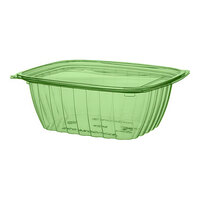 Eco-Products Veridian 32 oz. Compostable Rectangular Green PLA Plastic Deli Container with Flat Lid - 200/Case