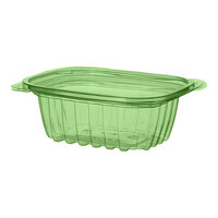 Eco-Products Veridian 12 oz. Compostable Rectangular Green PLA Plastic Deli Container with Flat Lid - 300/Case
